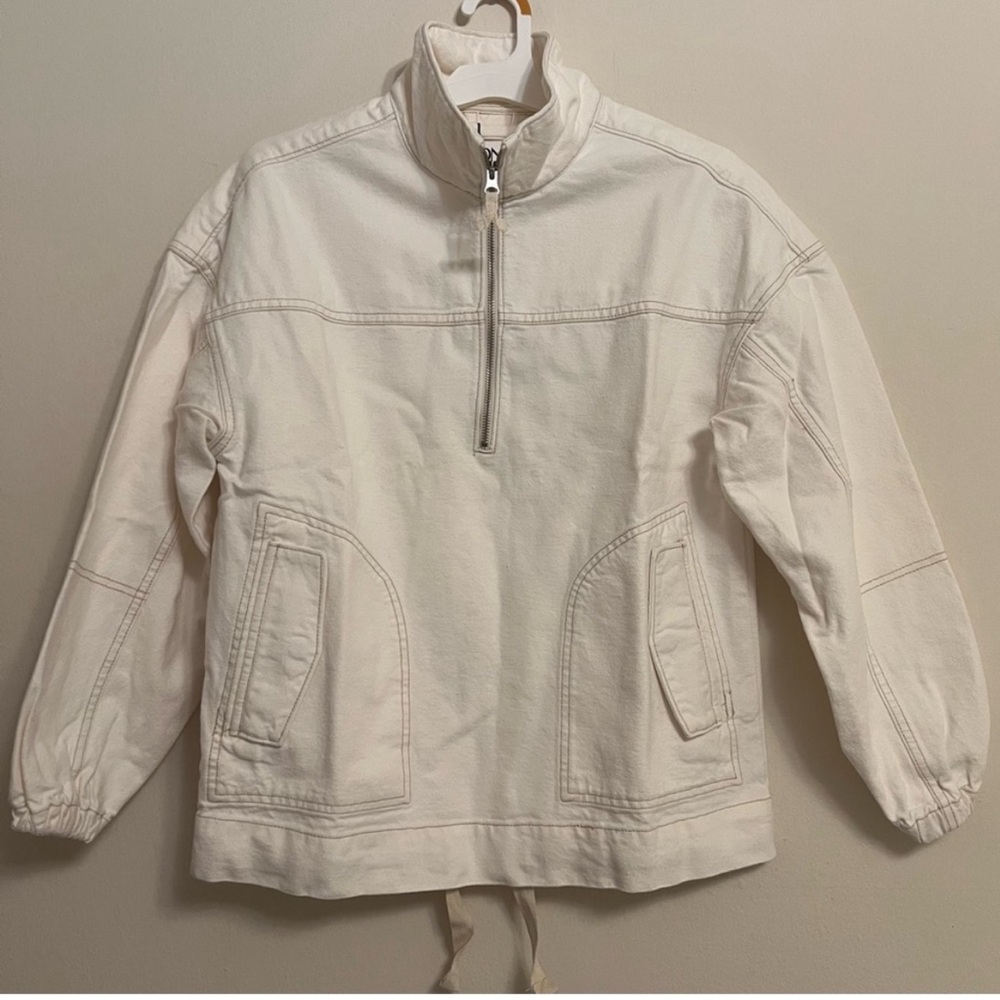 LNDN London denim Cream Quarter-Zip Pullover Jacket Size XL